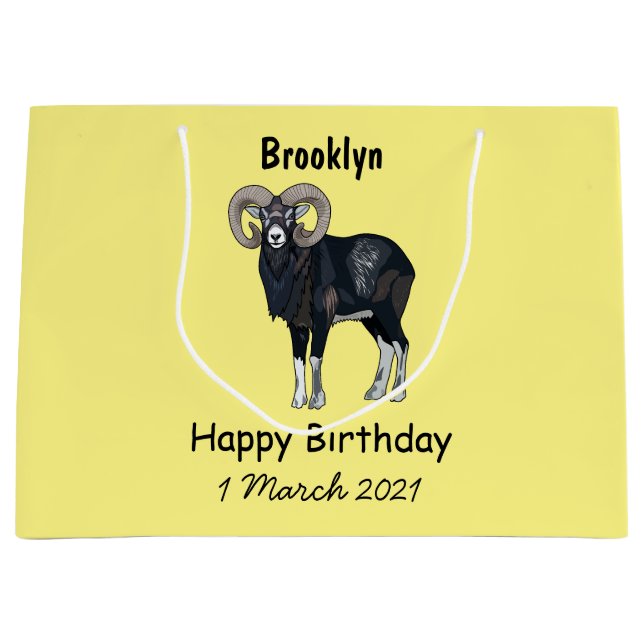 Mouflon sheep cartoon illustration large gift bag (Front)