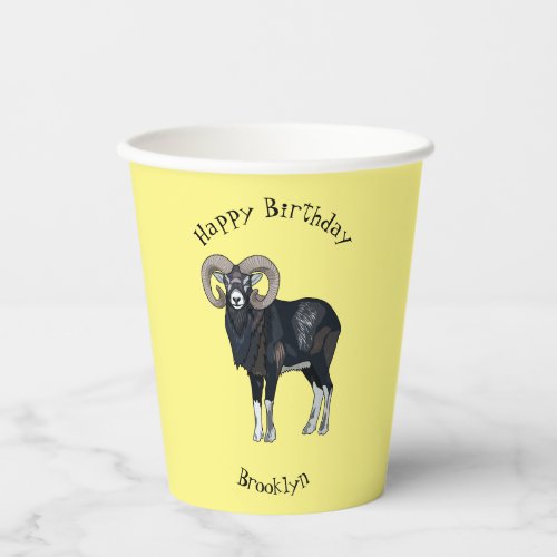 Mouflon sheep cartoon illustration paper cups