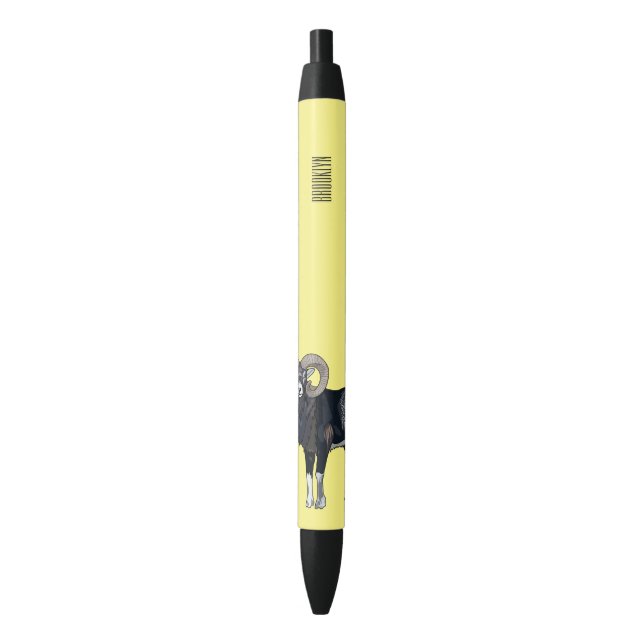 Mouflon sheep cartoon illustration pen (Front Vertical)