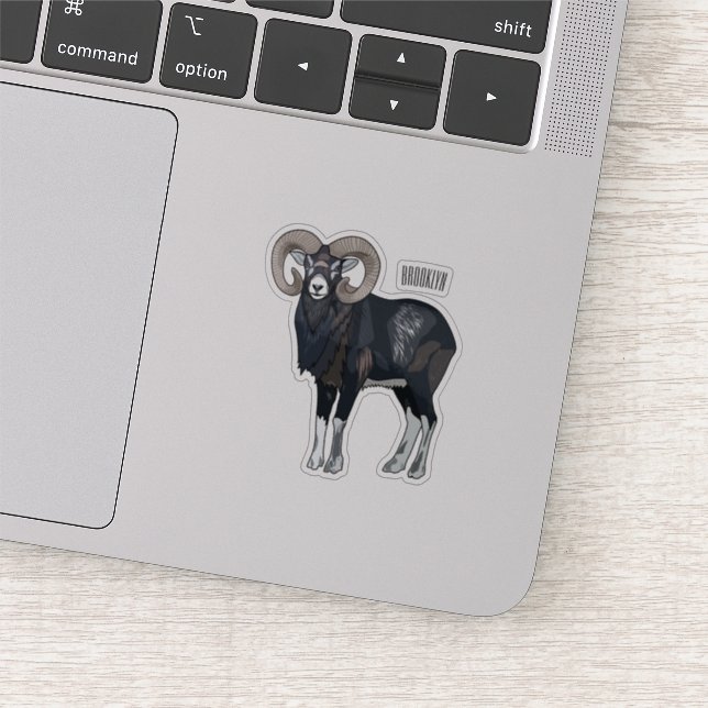 Mouflon sheep cartoon illustration sticker (Detail)
