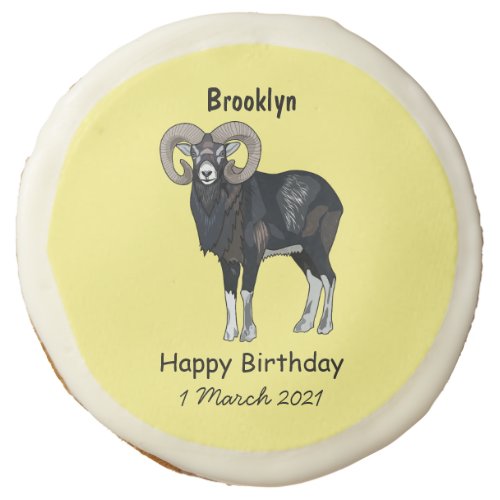 Mouflon sheep cartoon illustration sugar cookie