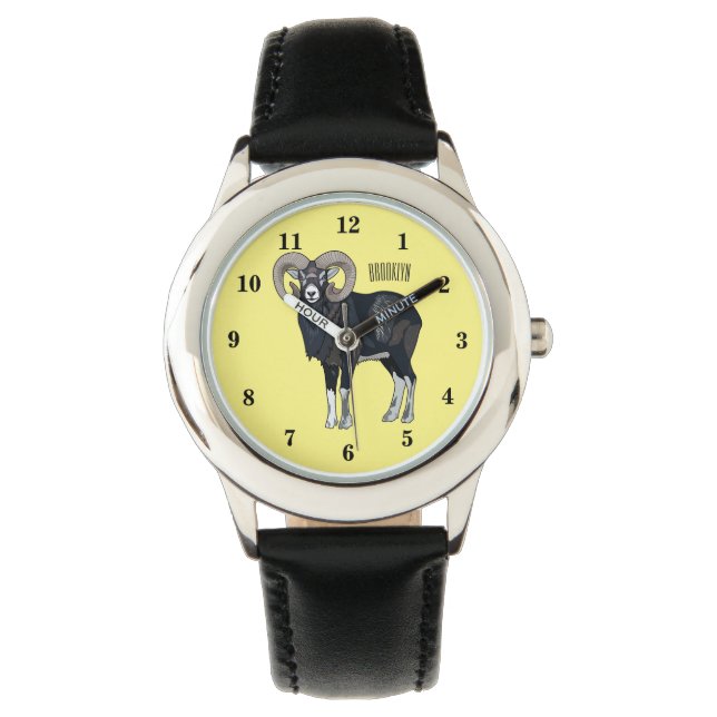 Mouflon sheep cartoon illustration watch (Front)