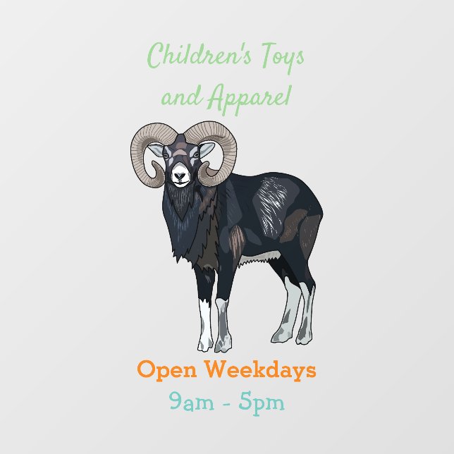 Mouflon sheep cartoon illustration window cling (Sheet)