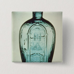 Mould-blown masonic flask pinback button