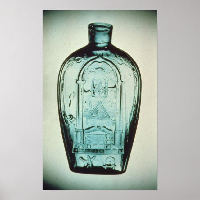 Mould-blown masonic flask poster (Front)