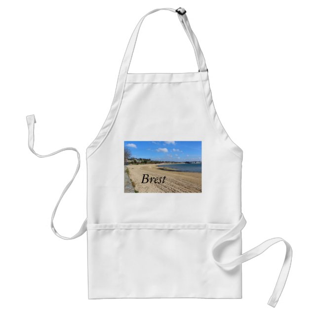 Moulin Blanc beach in Brest Adult Apron (Front)