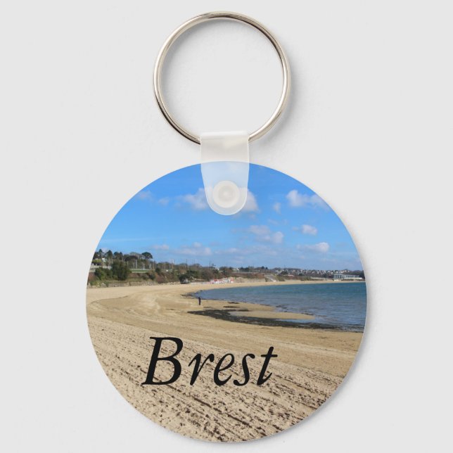Moulin Blanc beach in Brest Keychain (Front)