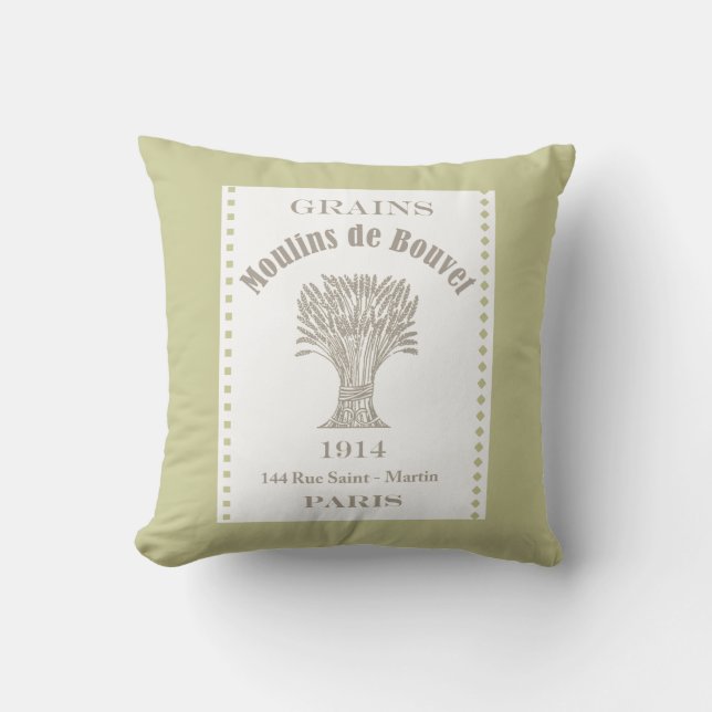 Moulin de Bouvet Grain Sack Throw Pillow (Front)