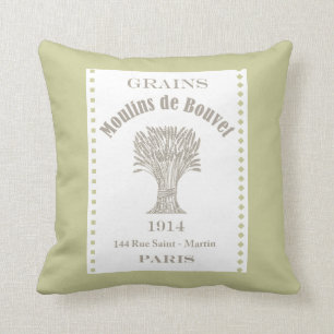 Moulin de Bouvet Grain Sack Throw Pillow