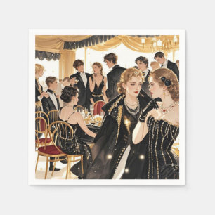 Moulin rouge style, black and gold, Rich luxury Napkins