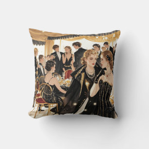 Moulin rouge style, black and gold, Rich luxury Throw Pillow