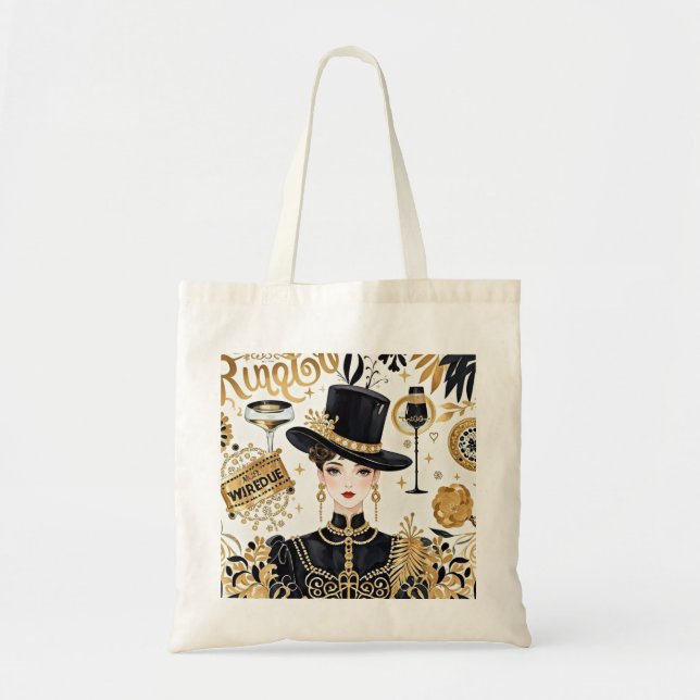 Moulin rouge style, black and gold, Rich luxury  Tote Bag (Front)