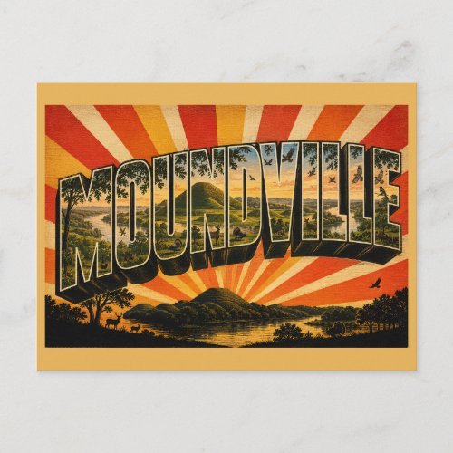 Moundville Alabama Ancient River Valley Art Postcard