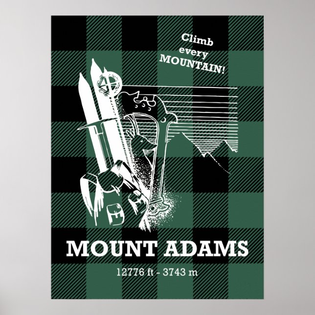 Mount Adams Washington Cascade Range Hiking Poster (Front)