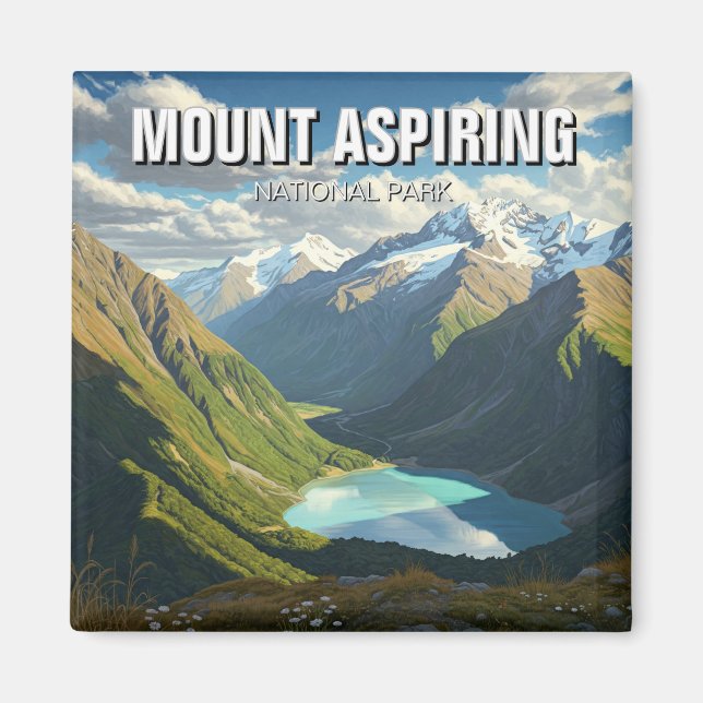 Mount Aspiring National Park New Zealand Travel Magnet (Front)