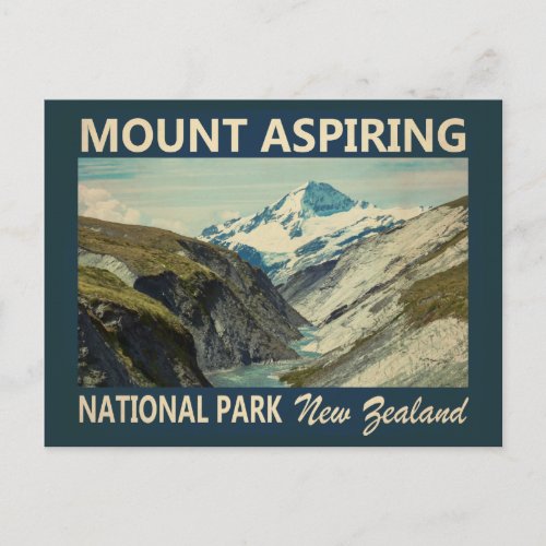 Mount Aspiring National Park New Zealand Vintage Postcard