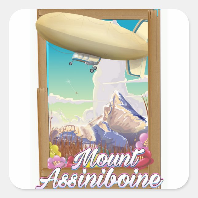 Mount Assiniboine Blimp vacation poster Square Sticker (Front)