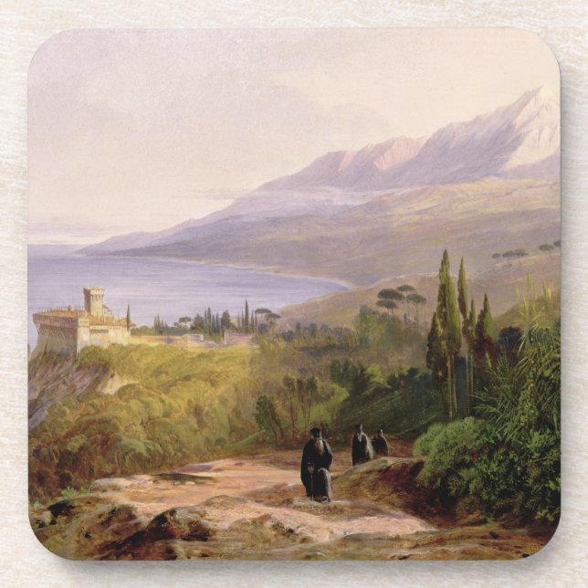 Mount Athos and the Monastery of Stavroniketes, 18 Drink Coaster (Front)