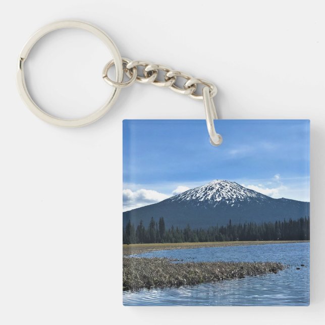 Mount Bachelor at Hosmer Lake, Oregon Keychain (Front)