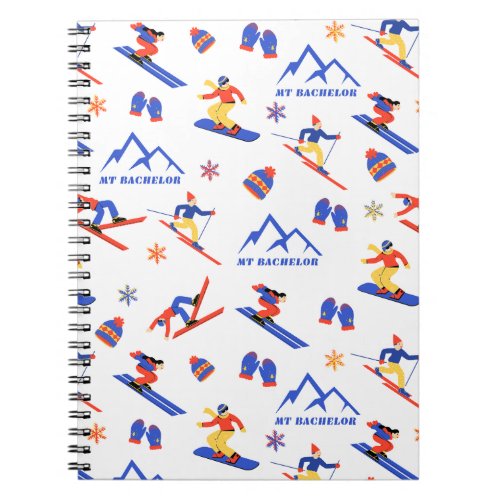 Mount Bachelor Oregon Ski Snowboard Pattern Notebook