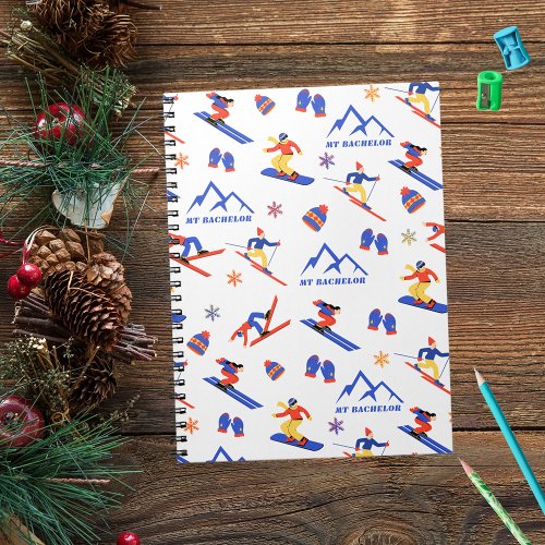 Mount Bachelor Oregon Ski Snowboard Pattern Notebook