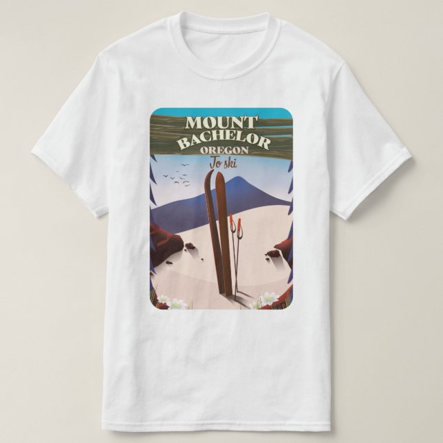 Mount Bachelor Oregon Ski travel poster T-Shirt (Design Front)