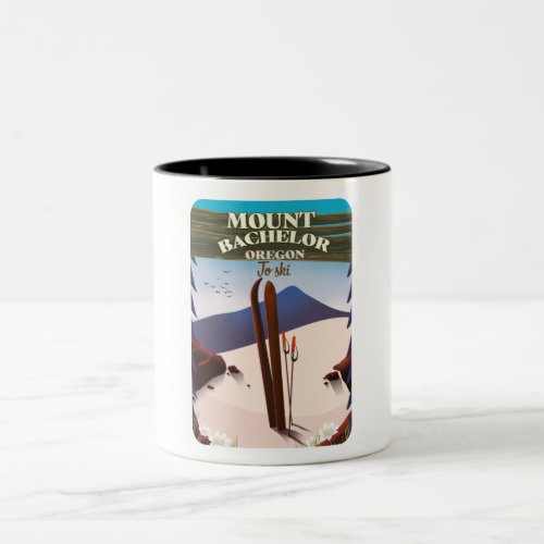 Mount Bachelor Oregon Ski travel poster Two_Tone Coffee Mug