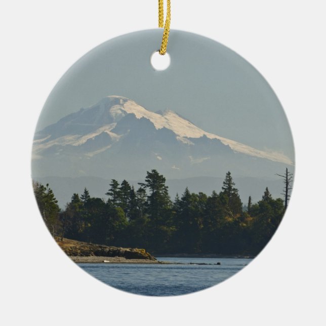 Mount Baker dominates landscape Ceramic Ornament (Front)