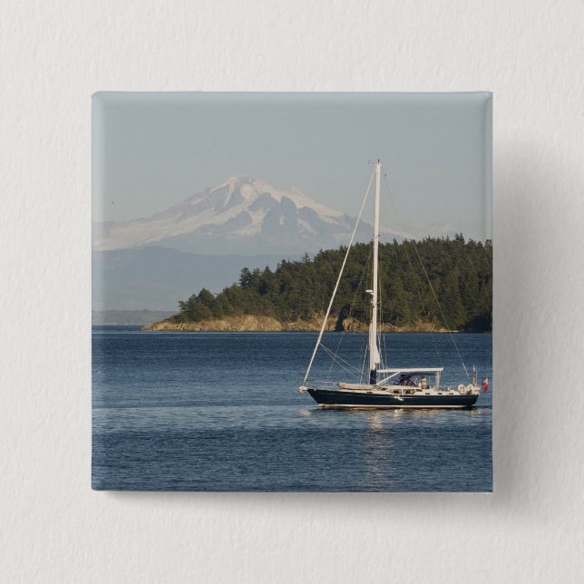 Mount Baker dominates landscape Pinback Button (Front)