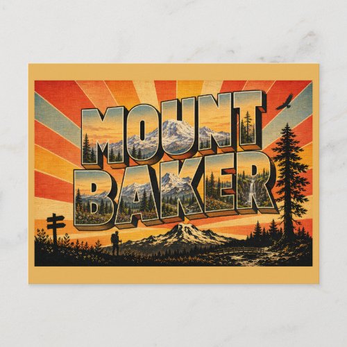 Mount Baker WA Volcano Old Growth Art Postcard