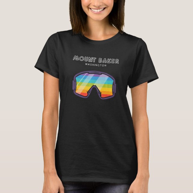 Mount Baker Washington - LGBTQ Pride Ski Googles P T-Shirt (Front)