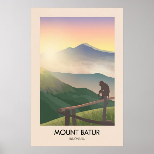 Mount Batur Bali Travel Poster