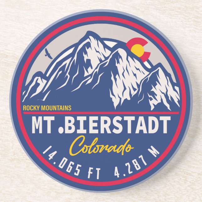 Mount Bierstadt - Colorado 14ers fourteener Sunset Coaster (Front)