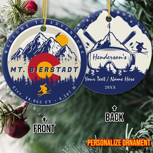 Mount Bierstadt Colorado Flag Mountain Sunset Ceramic Ornament
