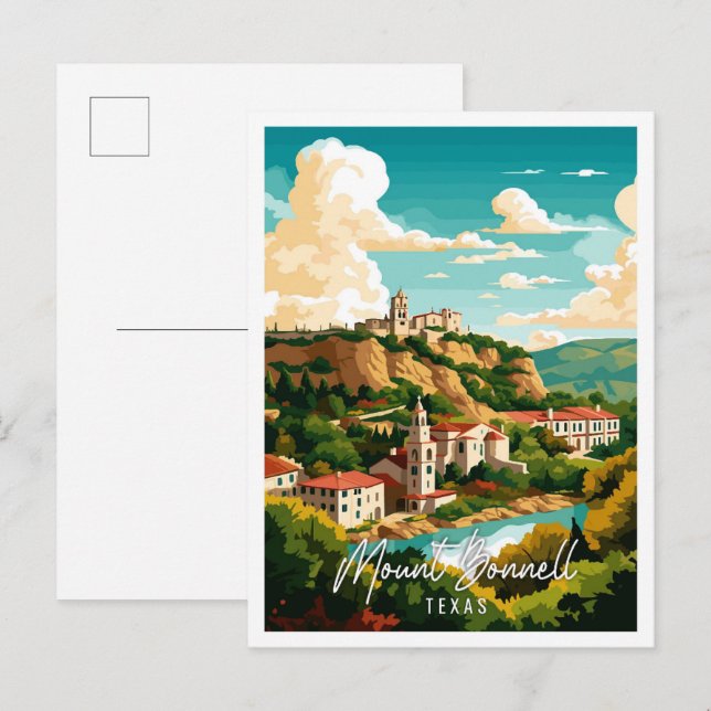 Mount Bonnell Texas US vintage travel illustration Postcard (Front/Back)