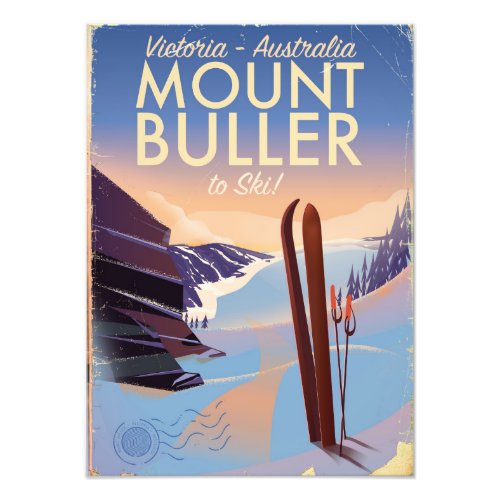 Mount Buller Australia vintage Ski poster