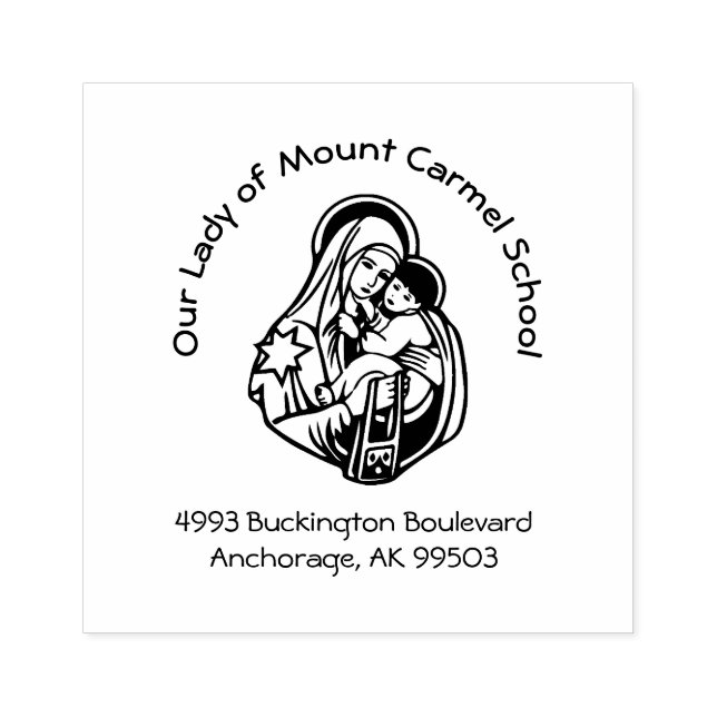 Mount Carmel Blessed  Virgin Mary Brown  Scapular Rubber Stamp (Imprint)