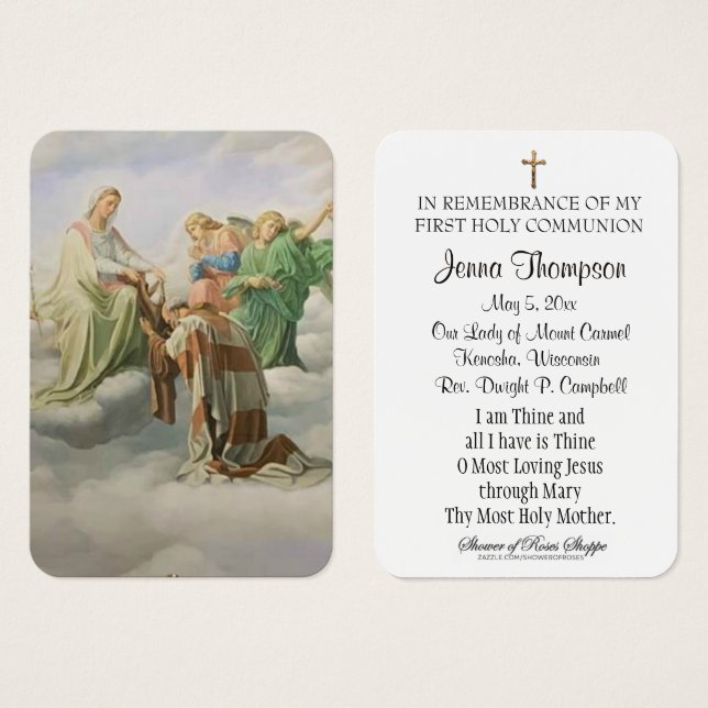 Mount Carmel First Holy Communion Remembrance Card (Front & Back)