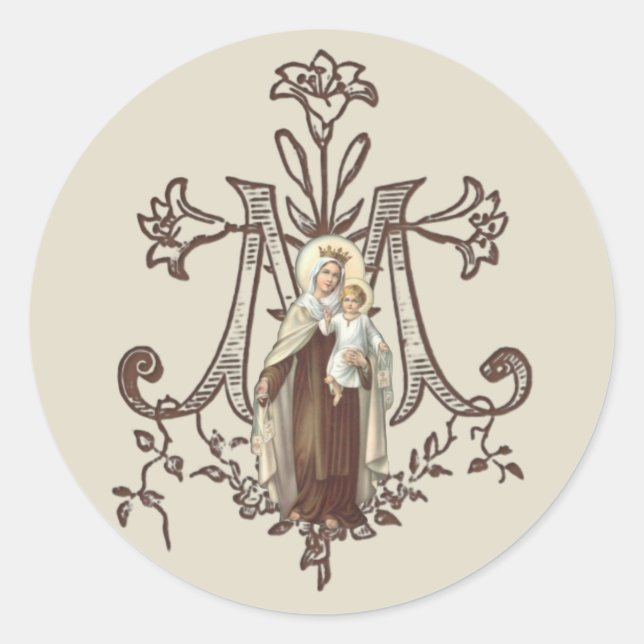 Mount Carmel Jesus Carmelite Religious Vintage Classic Round Sticker (Front)