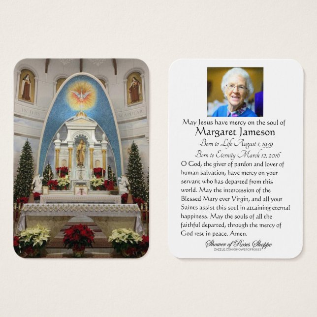 Mount Carmel Kenosha Funeral Memorial Holy Card (Front & Back)