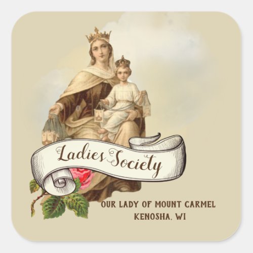 Mount Carmel Religious Catholic Jesus Scapular Square Sticker