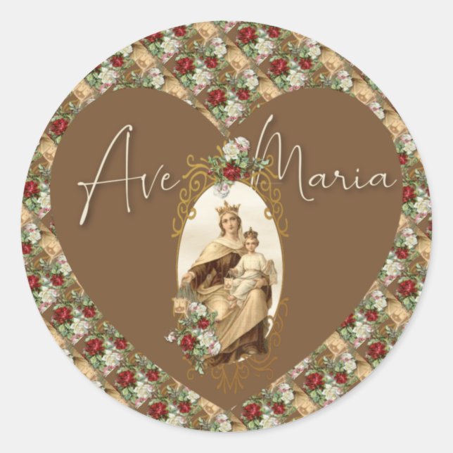 Mount Carmel Religious Virgin Mary Jesus Floral  Classic Round Sticker (Front)