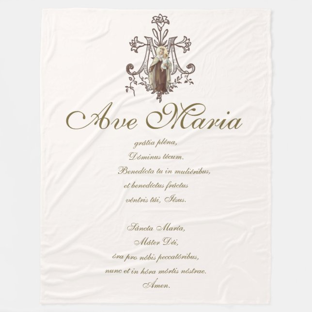 Mount Carmel Virgin Mary Hail Mary Ave Maria Fleece Blanket (Front)