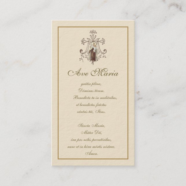 Mount Carmel Virgin Mary Hail Mary Latin Ave Maria Enclosure Card (Front)