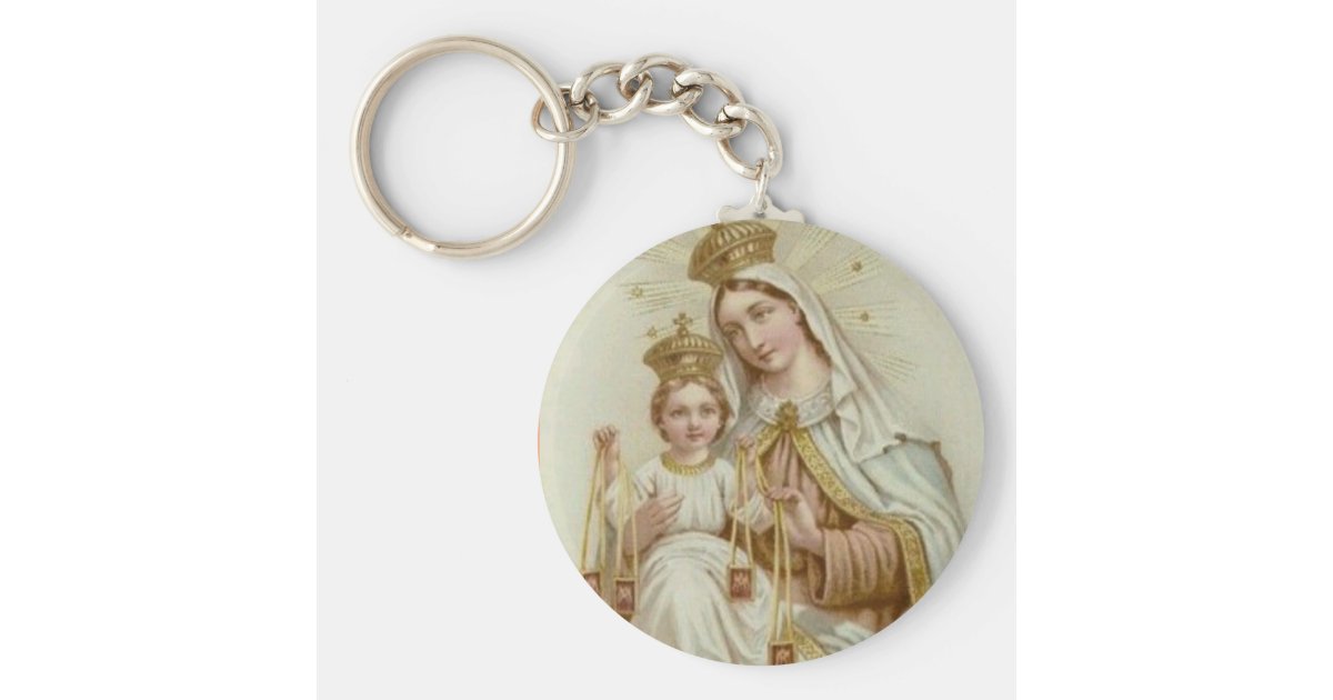 Our Lady of Mount Carmel Catholic Keychain Religious Virgin Saint Mary Gift