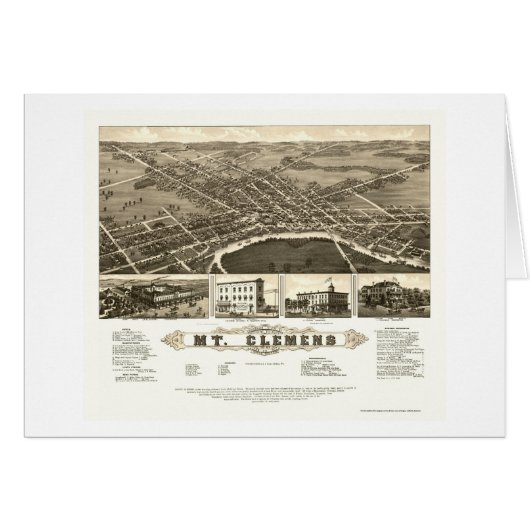 Mount Clemens, MI Panoramic Map - 1882 Cards (Front Horizontal)