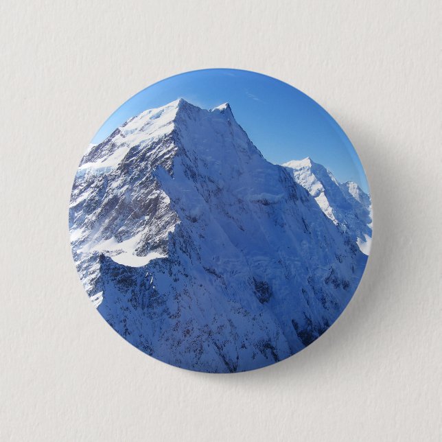 Mount Cook (Aoraki) Peak, New Zealand Button (Front)