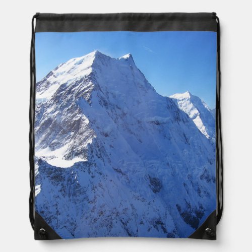 Mount Cook Aoraki Peak New Zealand Drawstring Bag