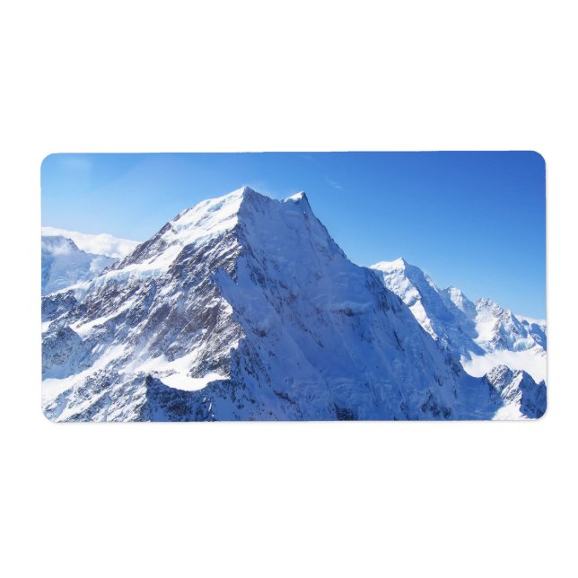 Mount Cook (Aoraki) Peak, New Zealand Label (Front)