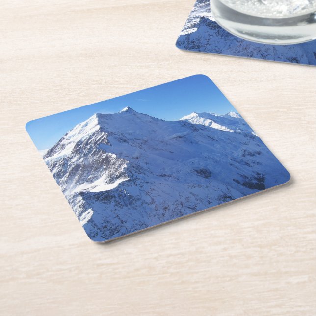 Mount Cook (Aoraki) Peak, New Zealand Square Paper Coaster (Angled)